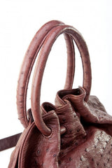 [Homiga] Handmade Ostrich Leather Handbag (OT 2063W66 Bordeaux)
