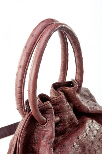 [Homiga] Handmade Ostrich Leather Handbag (OT 2063W66 Bordeaux)