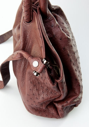 [Homiga] Handmade Ostrich Leather Handbag (OT 2063W66 Bordeaux)