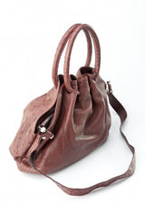 [Homiga] Handmade Ostrich Leather Handbag (OT 2063W66 Bordeaux)