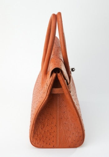 [Homiga] Handmade Ostrich Leather Handbag (OT 273687 Brown)