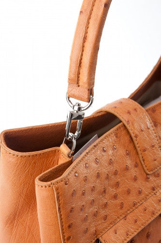 [Homiga] Handmade Ostrich Leather Handbag (OT 282436 Cognac)