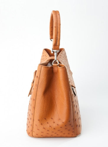 [Homiga] Handmade Ostrich Leather Handbag (OT 282436 Cognac)