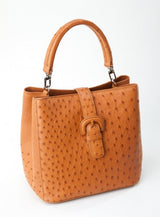 [Homiga] Handmade Ostrich Leather Handbag (OT 282436 Cognac)