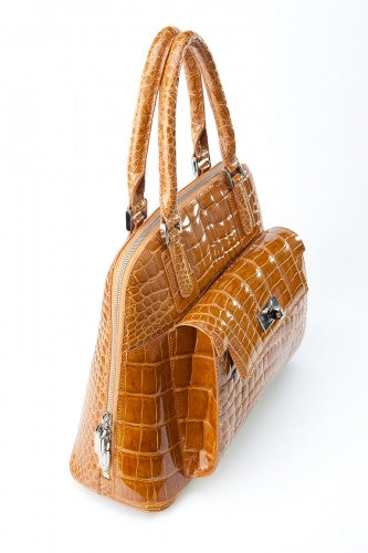 [Homiga] Handmade Crocodile Leather Handbag (CSP 282241 Gold Brown)