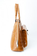 [Homiga] Handmade Crocodile Leather Handbag (CSP 282241 Gold Brown)