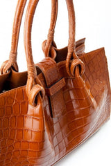 [Homiga] Handmade Crocodile Leather Handbag (CM 285724P Peanut)