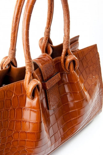 [Homiga] Handmade Crocodile Leather Handbag (CM 285724P Peanut)