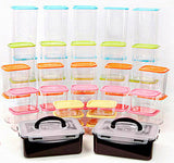 Kitchen Flower Square Refrigerator Storage Containers 92pcs + Free Gift: 2 x 1.8-liter Kimchi Containers