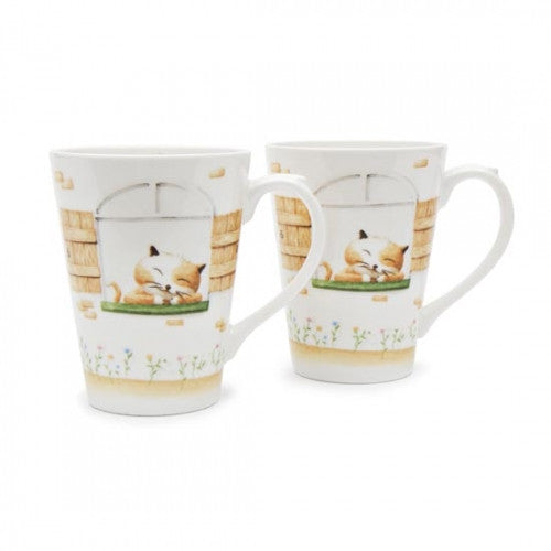 [Haengnam Ceramics] White Fairytale Kitty Mug 2pcs (For 2)