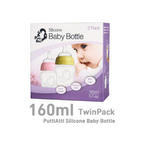Petit Attie Silicone Baby Bottle 160mm 2-pack (Pink + Green)