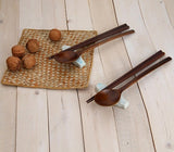 Otseuri Birch Wood Cutlery Set (2 Spoons + 2 Sets of Chopsticks)