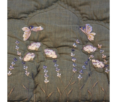 Butterfly and Wildflower Quilted Comforter - Queen (Yellow Clay, Charcoal)