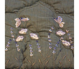 Butterfly and Wildflower Quilted Comforter - Queen (Yellow Clay, Charcoal)
