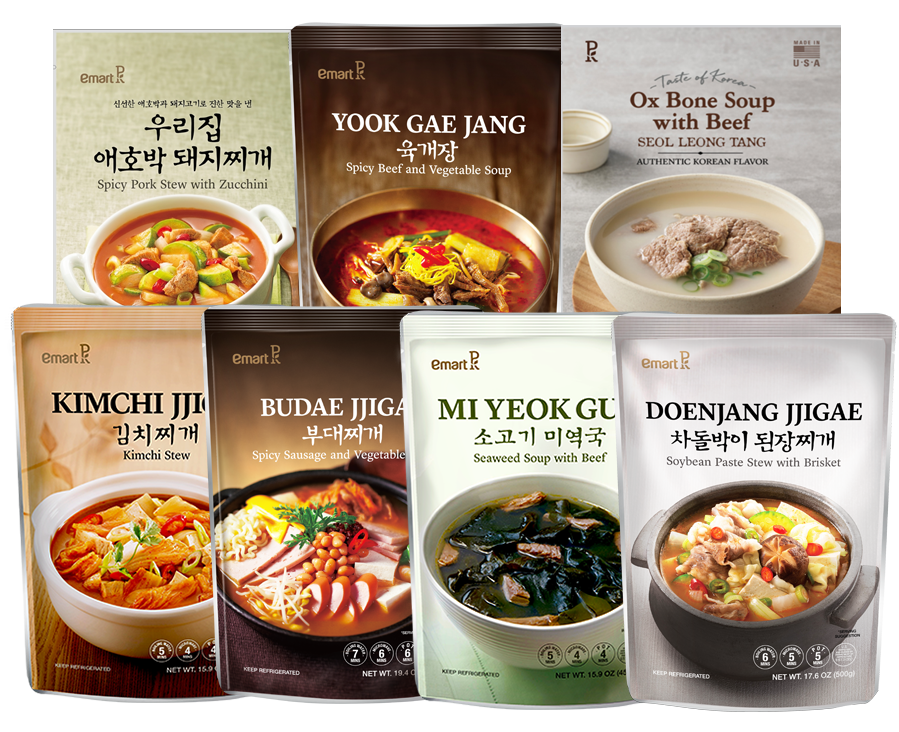 [Free Separate Delivery] E-mart Instant Soup & Stew 7-Piece Set (Zucchini Pork Stew + Yukgaejang + Seolleongtang + Kimchi Stew + Budae Jjigae + Beef Seaweed Soup + Brisket Doenjang Stew)