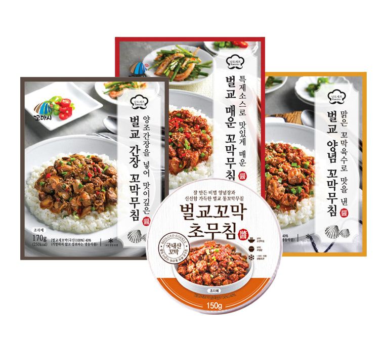 [Free Separate Shipping] Beolgyo Cockles - Beolgyo Seasoned Cockle 4-Type Set (Vinegar-Seasoned Cockles x 3, Spicy Seasoned Cockles x 3, Soy Sauce Seasoned Cockles x 3, Seasoned Seasoned Cockles x 3)