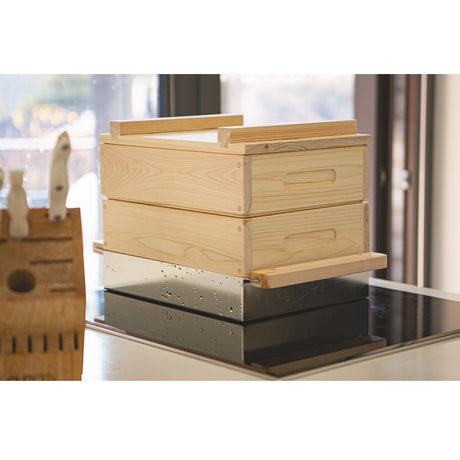 [SEPARATE FREE SHIPPING] KITCHEN&KITCHEN Cypress Wood 2-Tier Steamer Set (Hinoki Steamer)