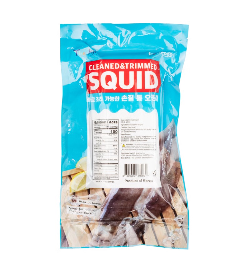 [Free Separate Shipping][Kkotma Fresh] Ready-to-Cook Cleaned Whole Squid (260g) x 3 Packs Expiration Date: September 20, 2027