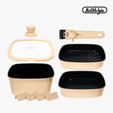 [Free Separate Shipping]</br>Boogle - 6-Piece Square Pot Set (Choose 1: Beige or Black)