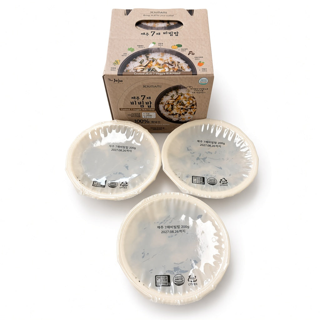 Jeju Mami Instant Nutritious Rice - Jeju 7-Vegetable Bibimbap 200g * 3 Packs Expiration Date: August 26, 2027