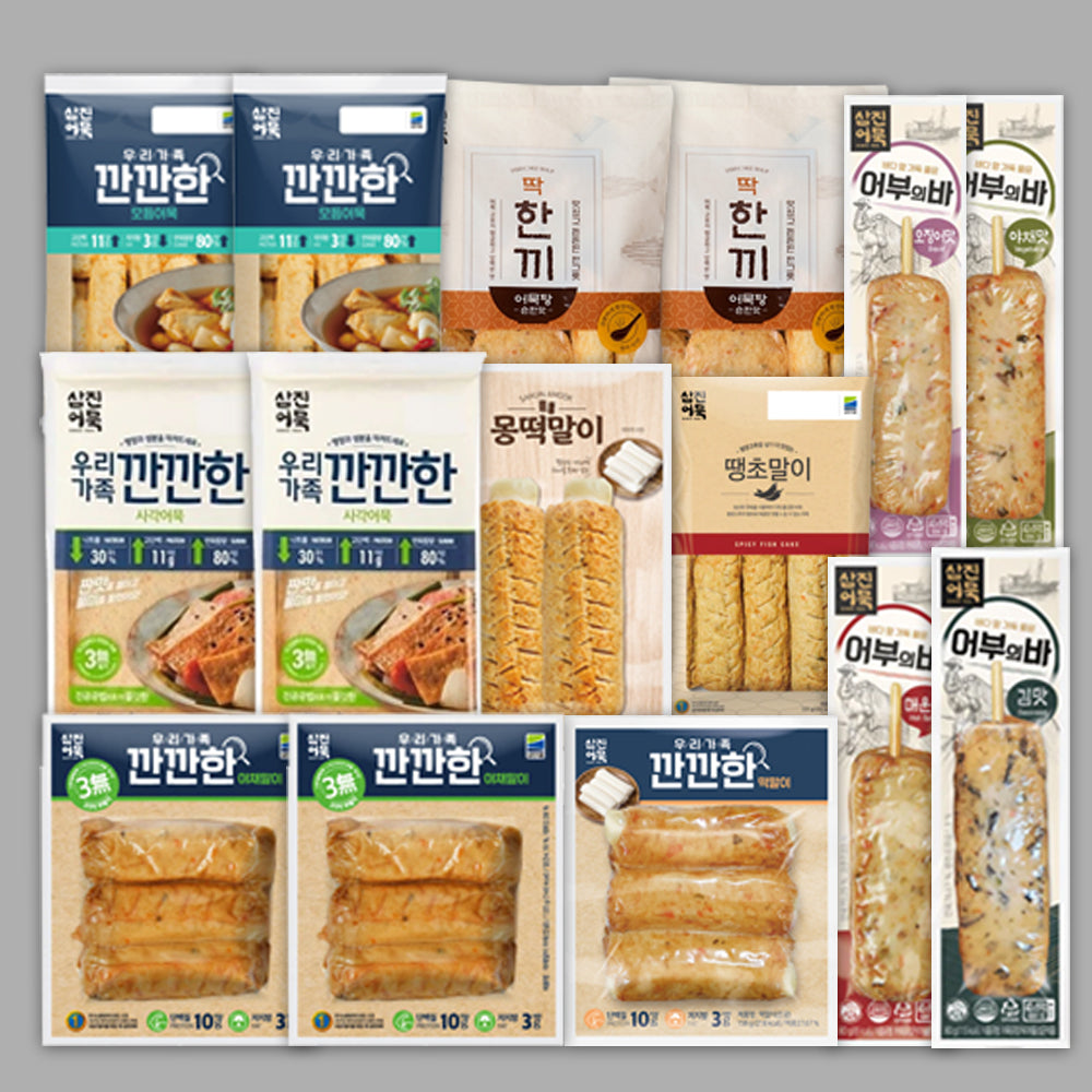 [Free Separate Shipping] Generous Samjin Fish Cake 11-Variety Set (Total 15 Packs)
