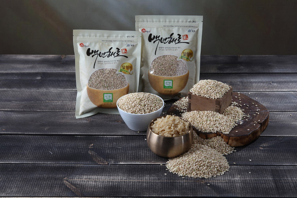 Baeknyeonhaero Organic Colored Rice 3-Variety Set (Sticky Brown Rice 500g + Red Rice 500g + Black Rice 500g)