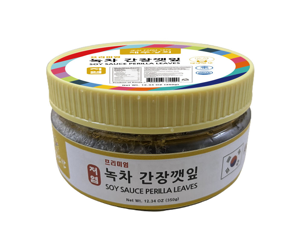 [꽃마Fresh] 제주상회 - 녹차 간장깻잎 (350g)<br>유통기한 : 2025년 10월 25일