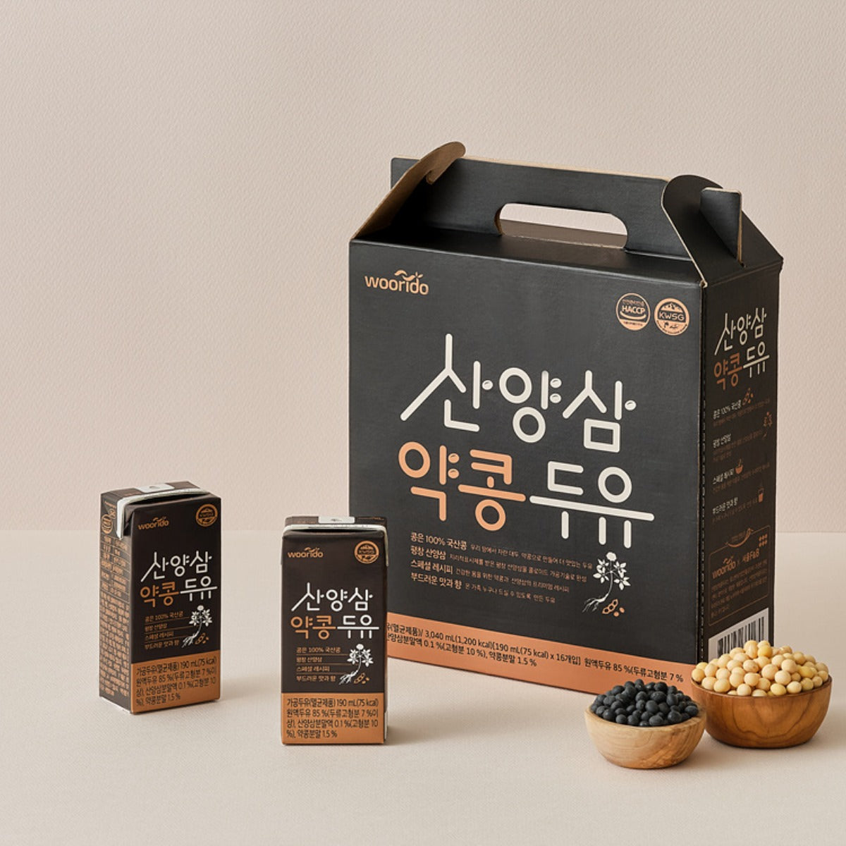 [Wooridu] Wild Ginseng Medicinal Bean Soy Milk (190ml x 16 packs) Expiration Date: November 4, 2027