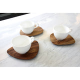 [Hankook Ceramic] Twig New York Acacia Wood Saucer & White Teacup