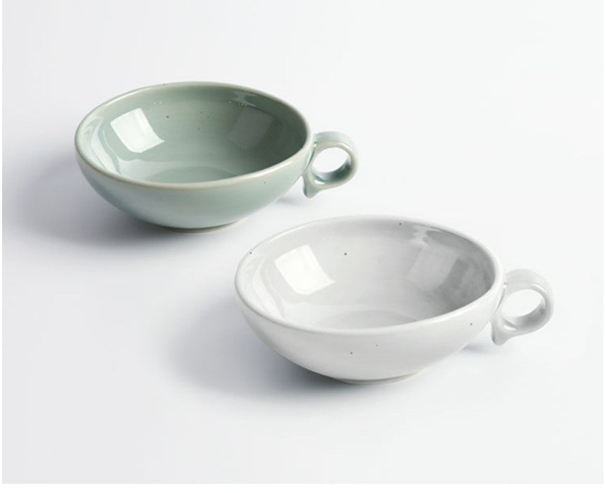 Dangojae Handle 2-Serving Cereal & Soup Bowl (Celadon, White Porcelain)
