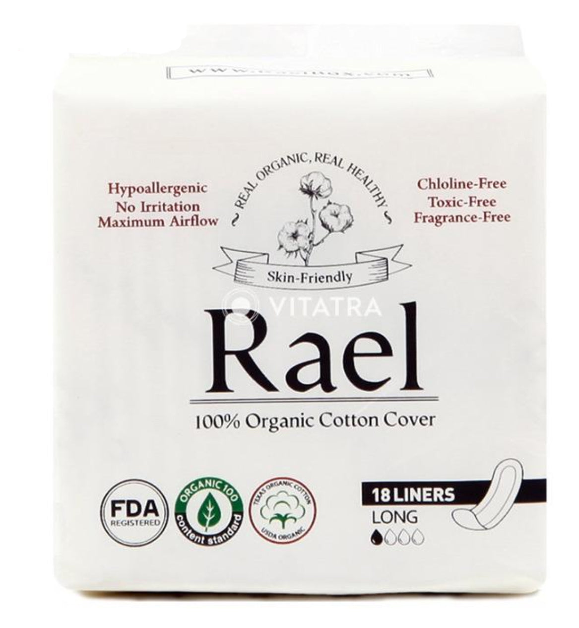 Rael Organic Cotton Long Liner Pads 18p* 2 Packs