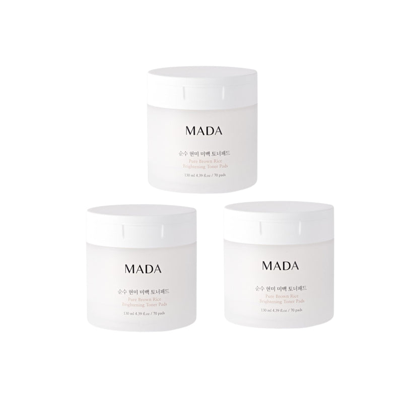[HOT DEAL] MADA Pure Brown Rice Brightening Toner Pads 130ml (70Pads, 4.39 fl. oz) x 3ea