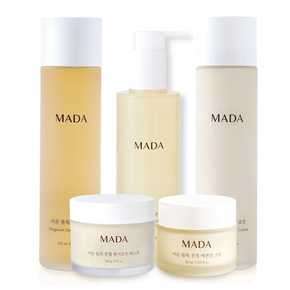 *HOT DEAL* Limited Edition MADA Early Spring Mugwort Soothing Care Set - Lotion + Toner + Essential Cream + Wash-Off Mask + Cleansing Oil