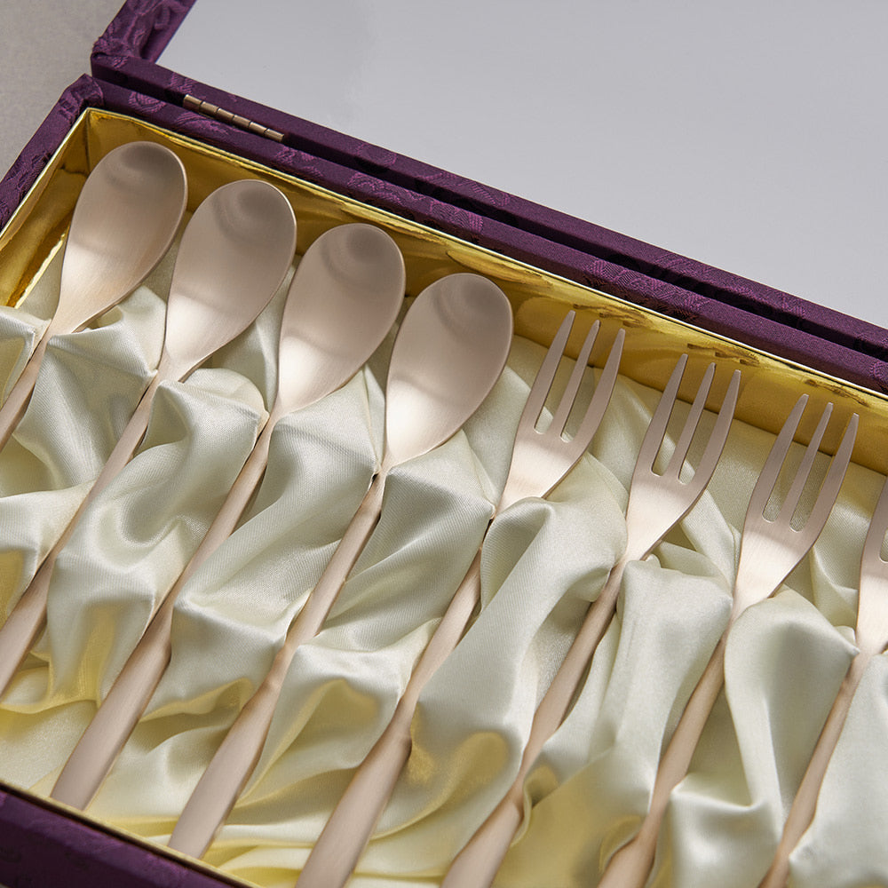Brass Tray - Bangjja Yugi Teaspoon and Fork Set 10P