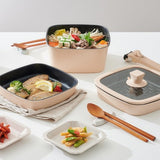 [Free Separate Shipping]</br>Boogle - 6-Piece Square Pot Set (Choose 1: Beige or Black)
