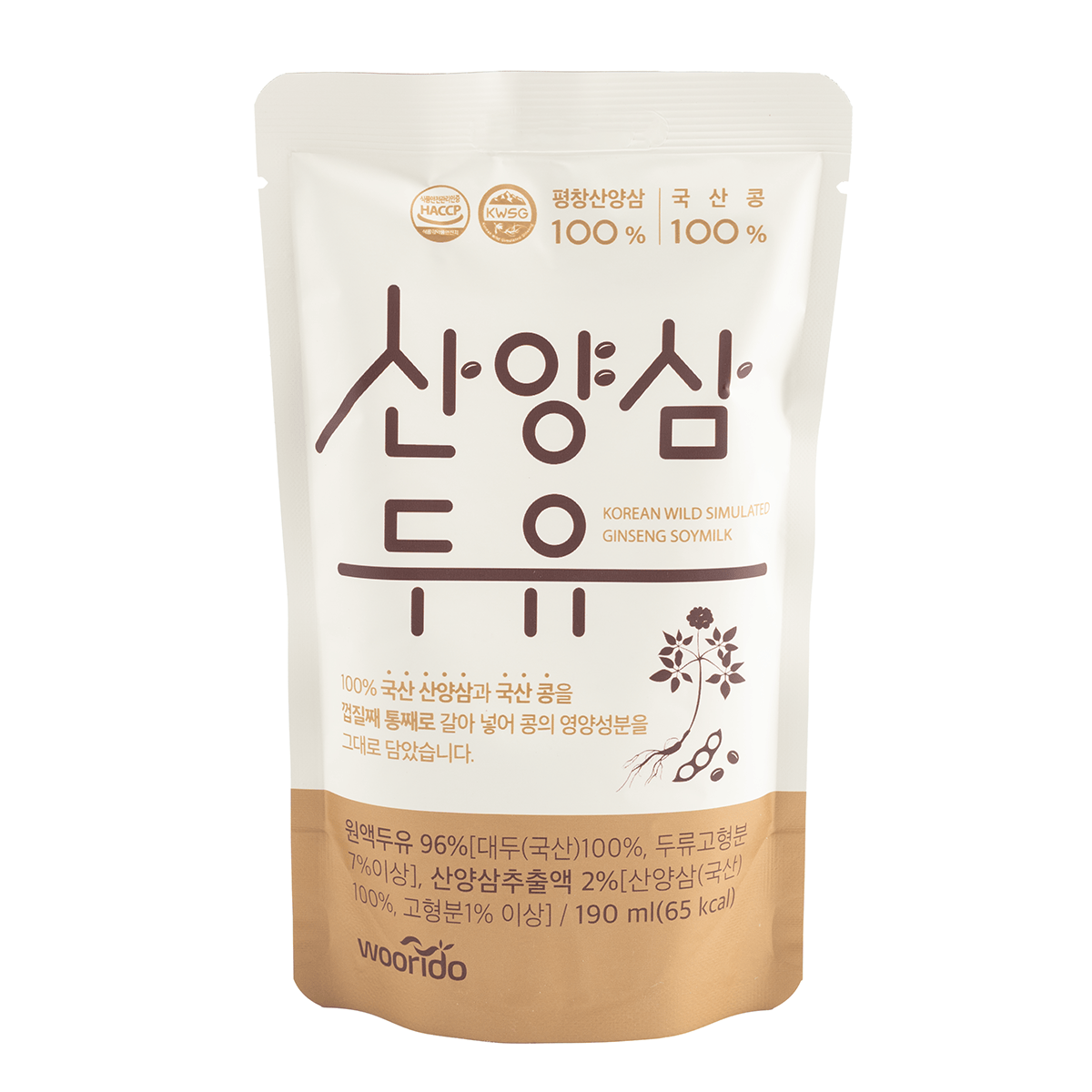 [Wooridu] Wild Ginseng Soy Milk (190ml x 15 packs) Expiration Date: January 27, 2027