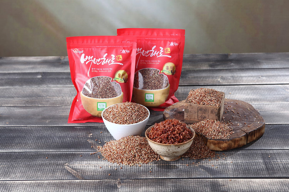 Baeknyeonhaero Organic Colored Rice 3-Variety Set (Sticky Brown Rice 500g + Red Rice 500g + Black Rice 500g)