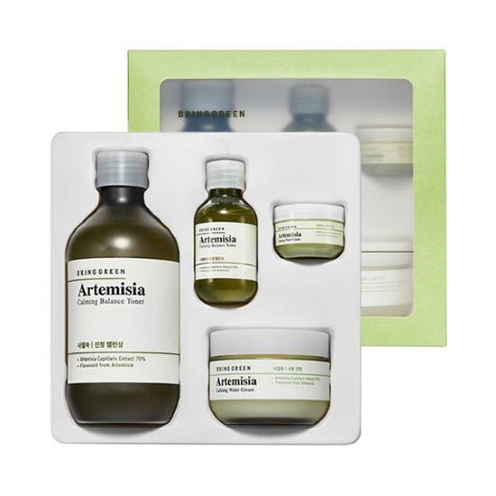 Bring Green Mugwort Calming Toner & Moisturizing Cream Set (Free Toner 30ml + Cream 10ml)