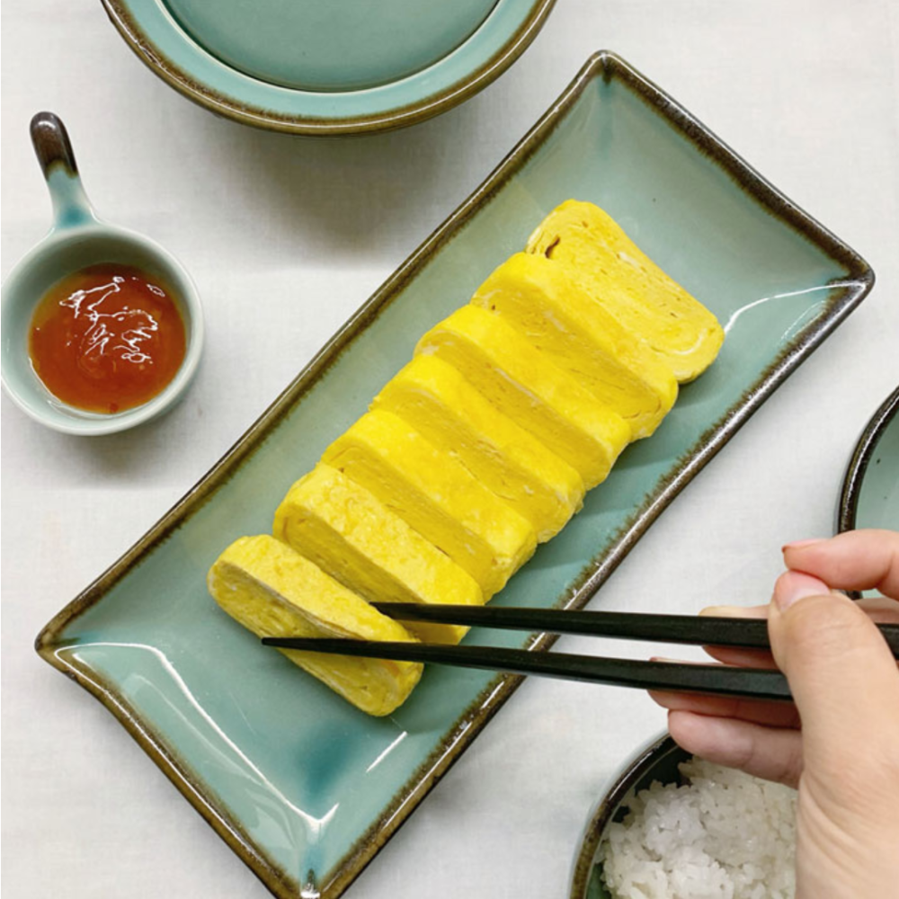 Dangojae Celadon Rectangular Plate (Fish Plate) Set (2 Medium + 2 Large)