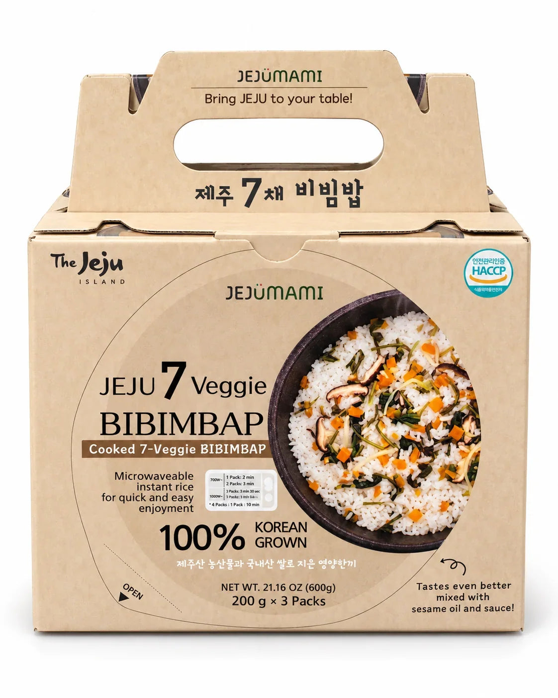 Jeju Mami Instant Nutritious Rice - Jeju 7-Vegetable Bibimbap 200g * 3 Packs Expiration Date: August 26, 2027