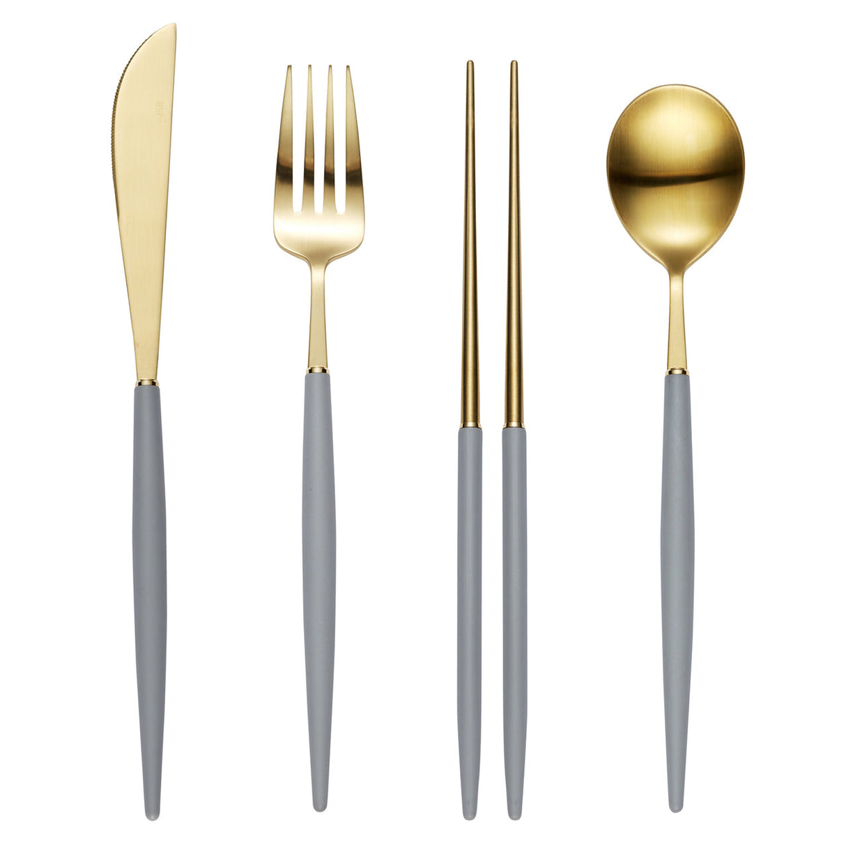 [Hankook Ceramic] Bogen Eiffel Gold 4-Piece Korean Cutlery Set (Spoon + Chopsticks + Fork + Knife) (Color Selection)