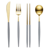 [Hankook Ceramic] Bogen Eiffel Gold 4-Piece Korean Cutlery Set (Spoon + Chopsticks + Fork + Knife) (Color Selection)