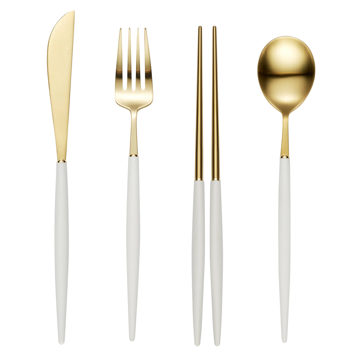 [Hankook Ceramic] Bogen Eiffel Gold 4-Piece Korean Cutlery Set (Spoon + Chopsticks + Fork + Knife) (Color Selection)