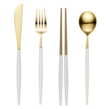 [Hankook Ceramic] Bogen Eiffel Gold 4-Piece Korean Cutlery Set (Spoon + Chopsticks + Fork + Knife) (Color Selection)