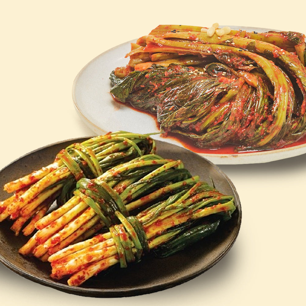 [Kkotma Fresh] Yesodam Green Onion Kimchi 1kg + Mustard Leaf Kimchi 1kg