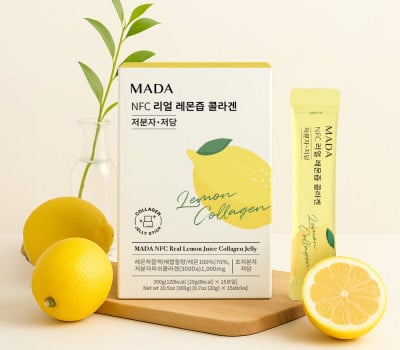 MADA NFC Real Lemon Juice Collagen Low Molecular Weight Low Sugar (20g x 15 packets) 3 Packs Expiration Date: June 20, 2027
