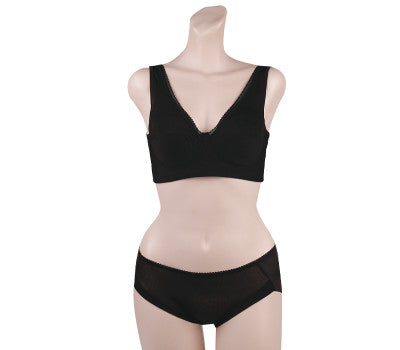 [Direct Shipping to Korea] Punggi Rayon Mesh Bra Black (1p) + Seamless Panties Black (1p) Set