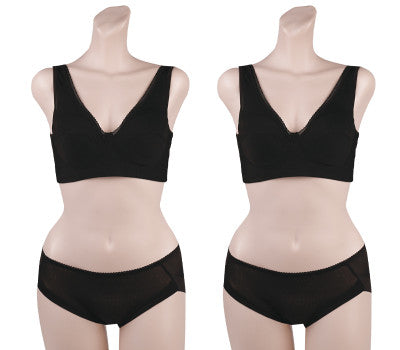 [Direct Shipping to Korea] Punggi Rayon Mesh Bra Black (2p) + Seamless Panties Black (2p) Set