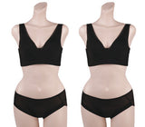 [Direct Shipping to Korea] Punggi Rayon Mesh Bra Black (2p) + Seamless Panties Black (2p) Set