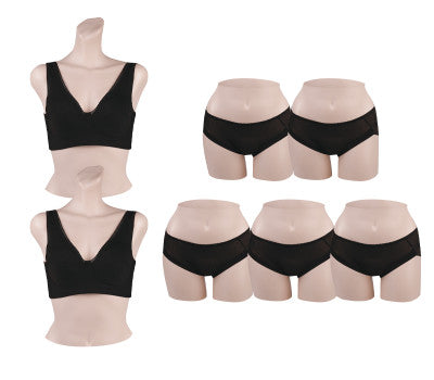 [Direct Shipping to Korea] Punggi Rayon Mesh Bra Black (2P) + Seamless Panties Black (2P) + Seamless Panties Black (3P)